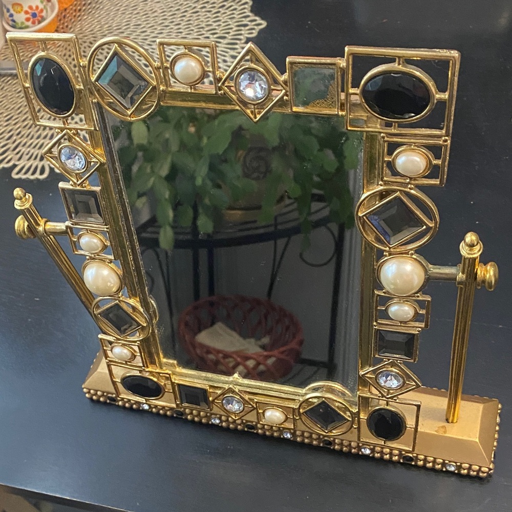 Bella Momento Gold and Black Weighted Decorative Gold and Black Swivel Mirror